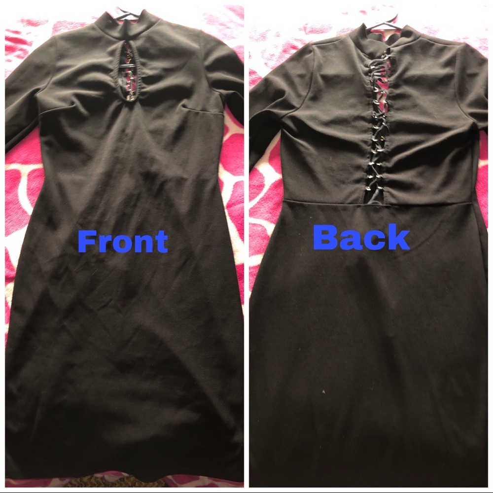 Black long sleeve knee dress